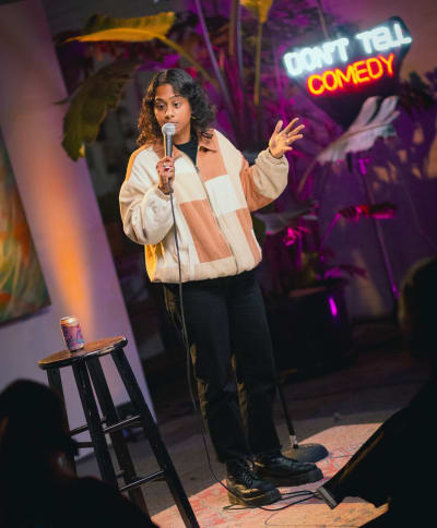 Comedian performing